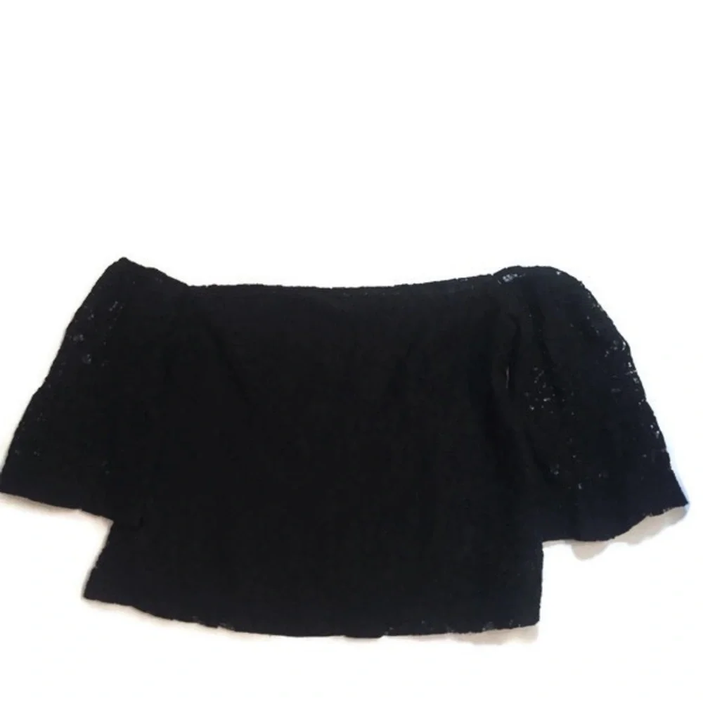 ZARA TOP CROPPED BLACK LACE OFF SHOULDER SMALL